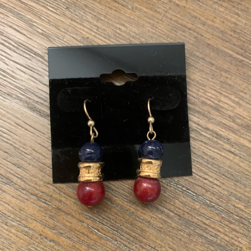 Red, blue and gold earrings